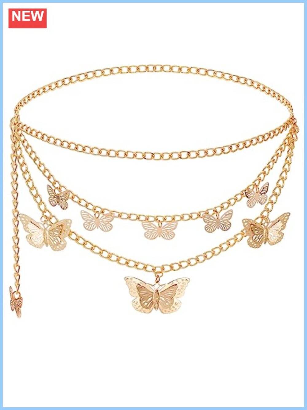 Alloy Multi-Layer Butterfly Waist Chain Retro Layered Body Jewelry